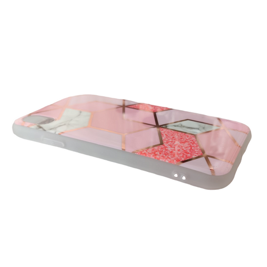 Coque TPU Marbre Géométrique Rose - Pour iPhone XR