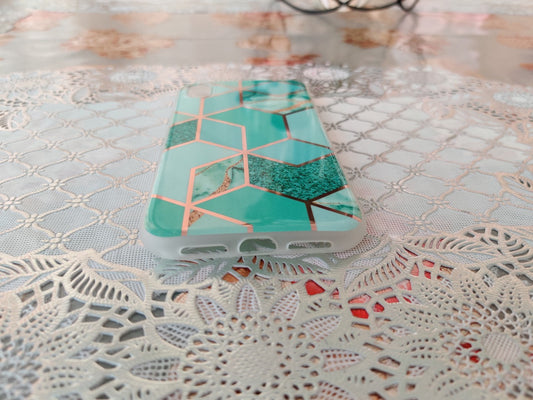 Coque en TPU Vert Géométrique Marbre - Pour iPhone X / Xs