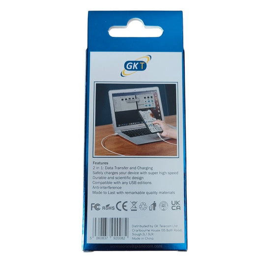 Câble GK Telecom blanc 8 broches vers USB-C - 1 m