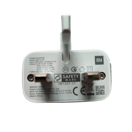 Xiaomi MDY-11-EY 33W Fast Turbo Charging Mains Plug White UK 3-Pin