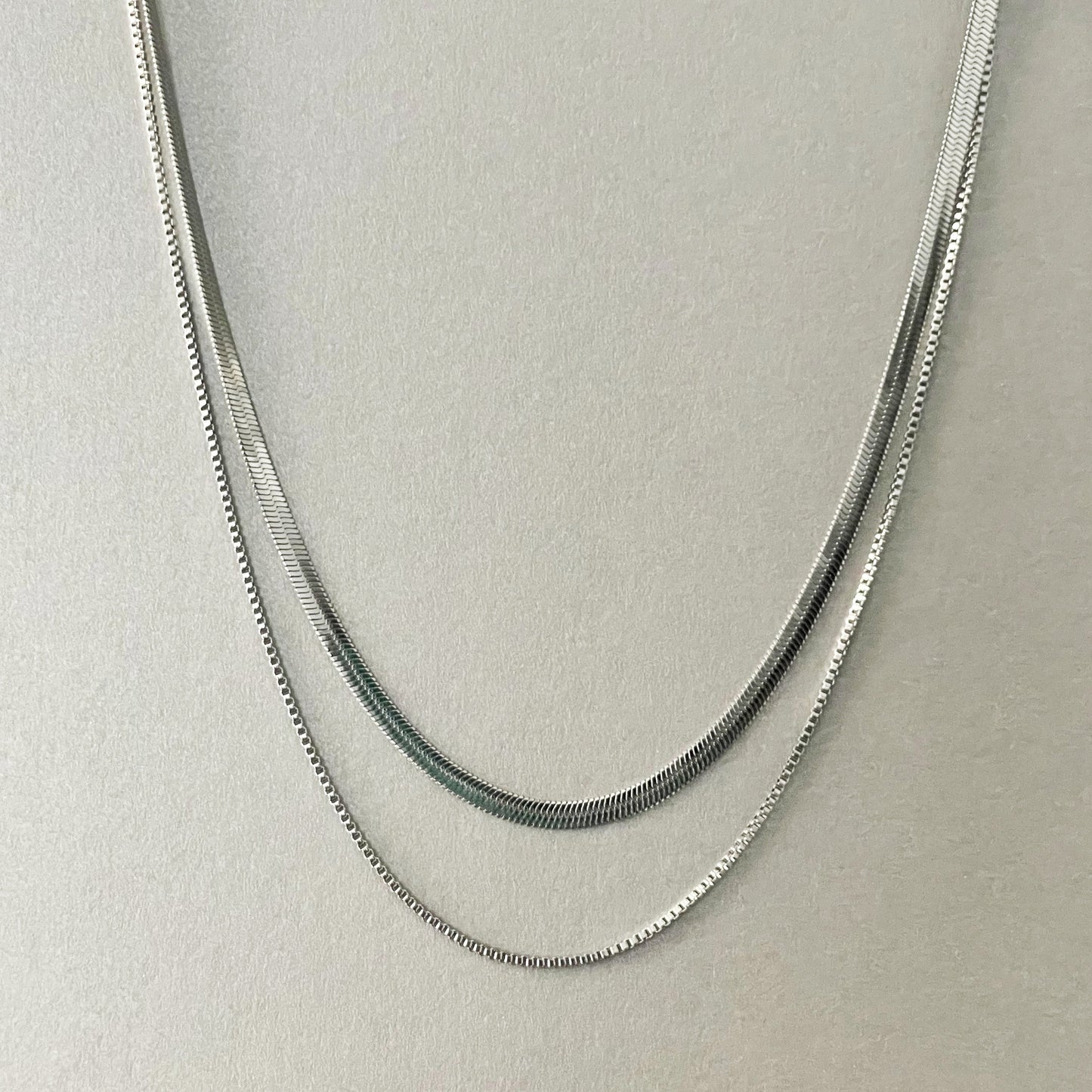 Chaîne double couche plaquée argent Milan Luxe