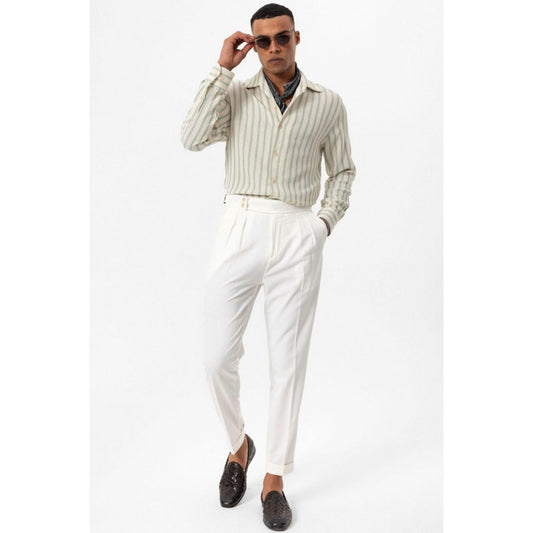Chemise à manches longues tricotée rayée pour homme