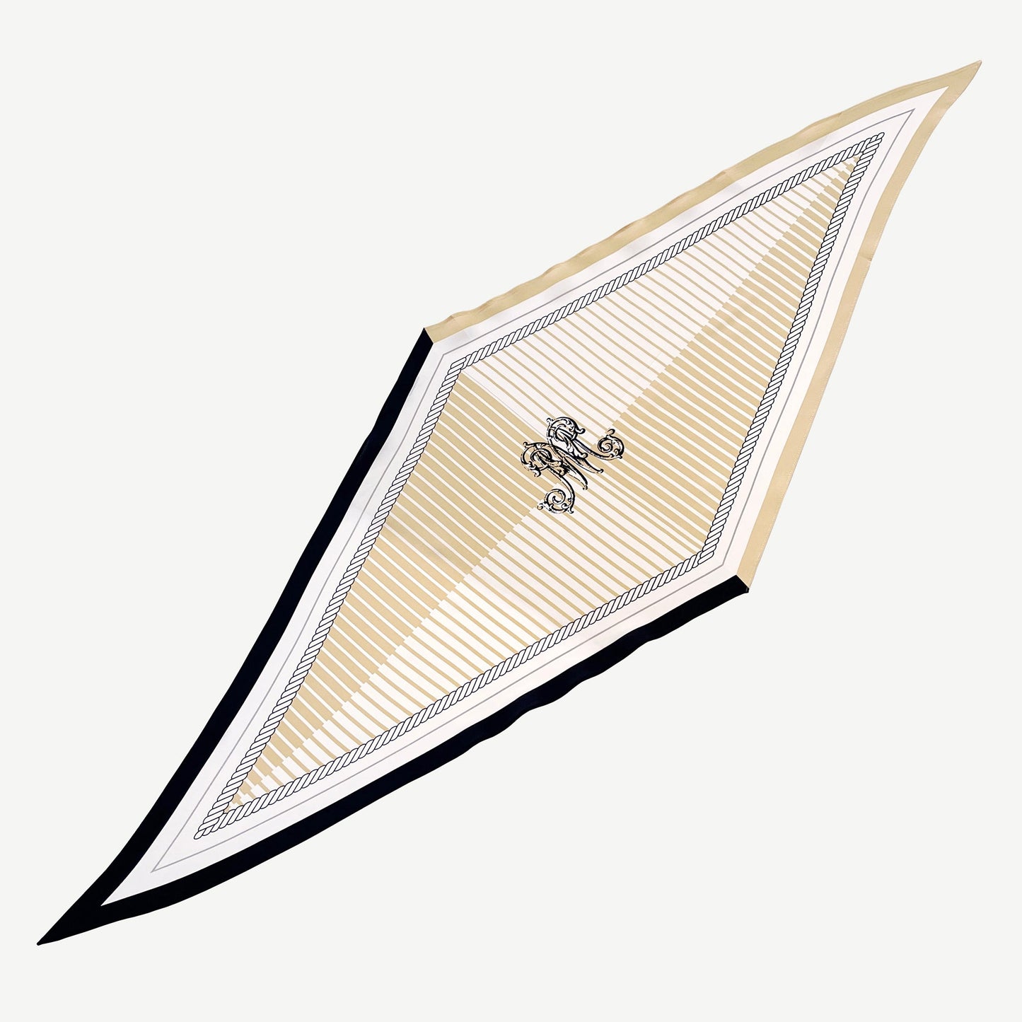 Stripe Monogram Grace Silk Scarf - 100% Silk Crepe de Chine