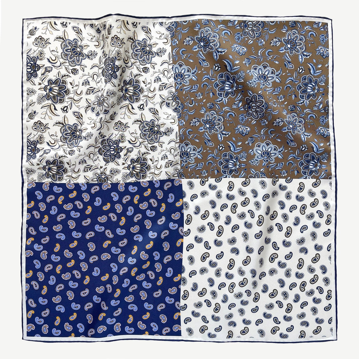 Heritage Patchwork Men's Square Silk Neckerchief Scarf – 53cm