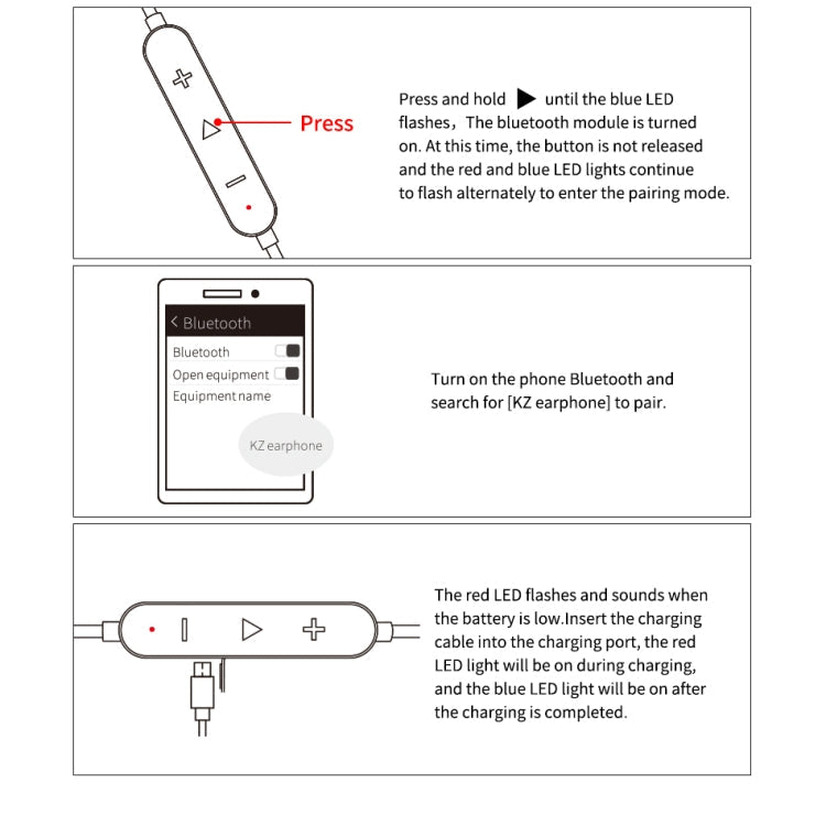 KZ Waterproof High Fidelity Bluetooth Upgrade Cable for KZ ZSN Earphones(Black)
