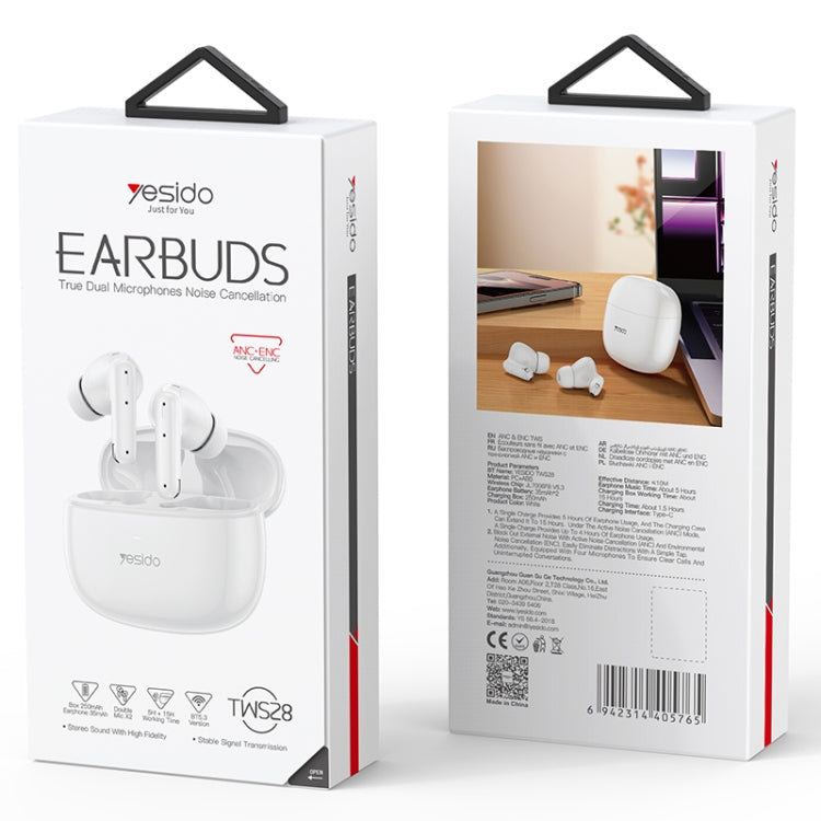 Yesido TWS28 ANC+ENC Dual Noise Reduction Smart TWS Wireless Bluetooth Earphone (Beige)