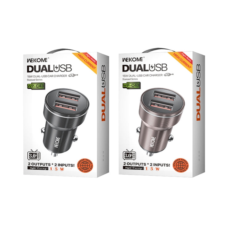 Chargeur de voiture double USB 15 W WK WP-C43 Staroad Series (café)