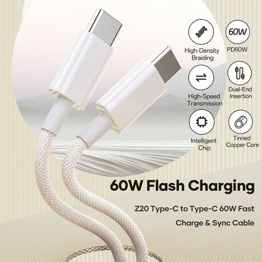 ROCK Z20 1m PD60W USB-C / Type-C to USB-C / Type-C Fast Charging Data Cable