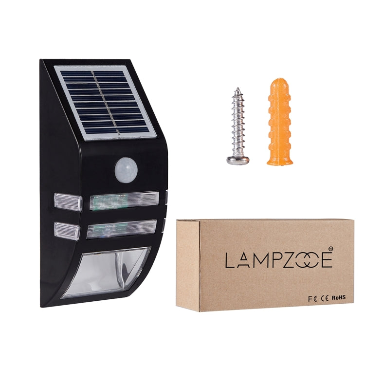 LAMPZOOE CL-102 0.2W White Light PIR Sensor Solar Light , 80 LM 6000-6500K Outdoor Wall Light with 5V 0.5W Solar Panel(Black)