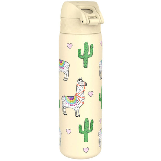 Leak Proof Slim Water Bottle, Stainless Steel, Llamas, 600ml (20oz)