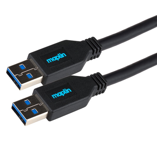 Câble Maplin USB-A 3.0 vers USB-A 3.0 Super Speed 5 Gbit/s - Noir, 3 m