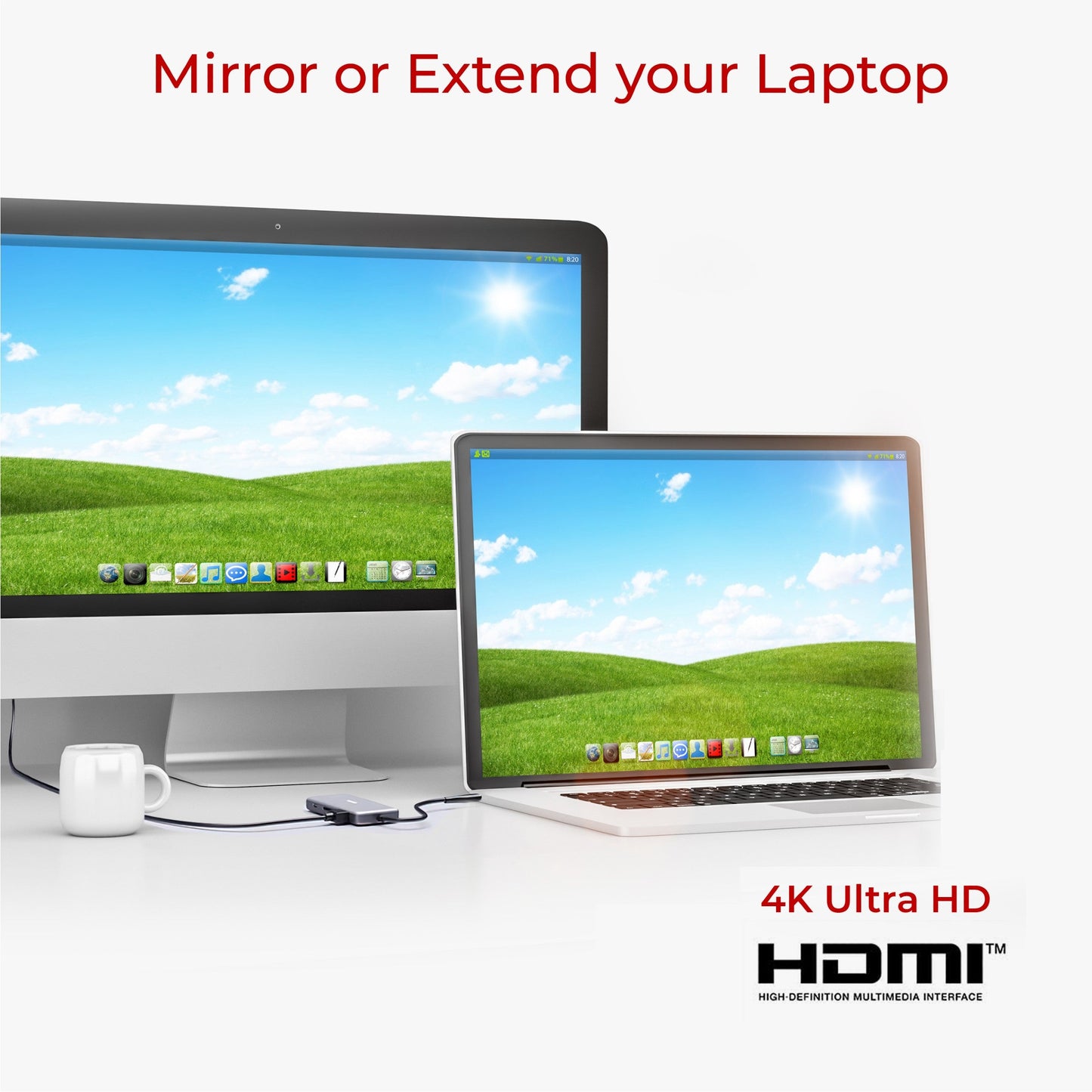 Nikkai USB-C Hub - HDMI 4K, VGA & Audio Multiport