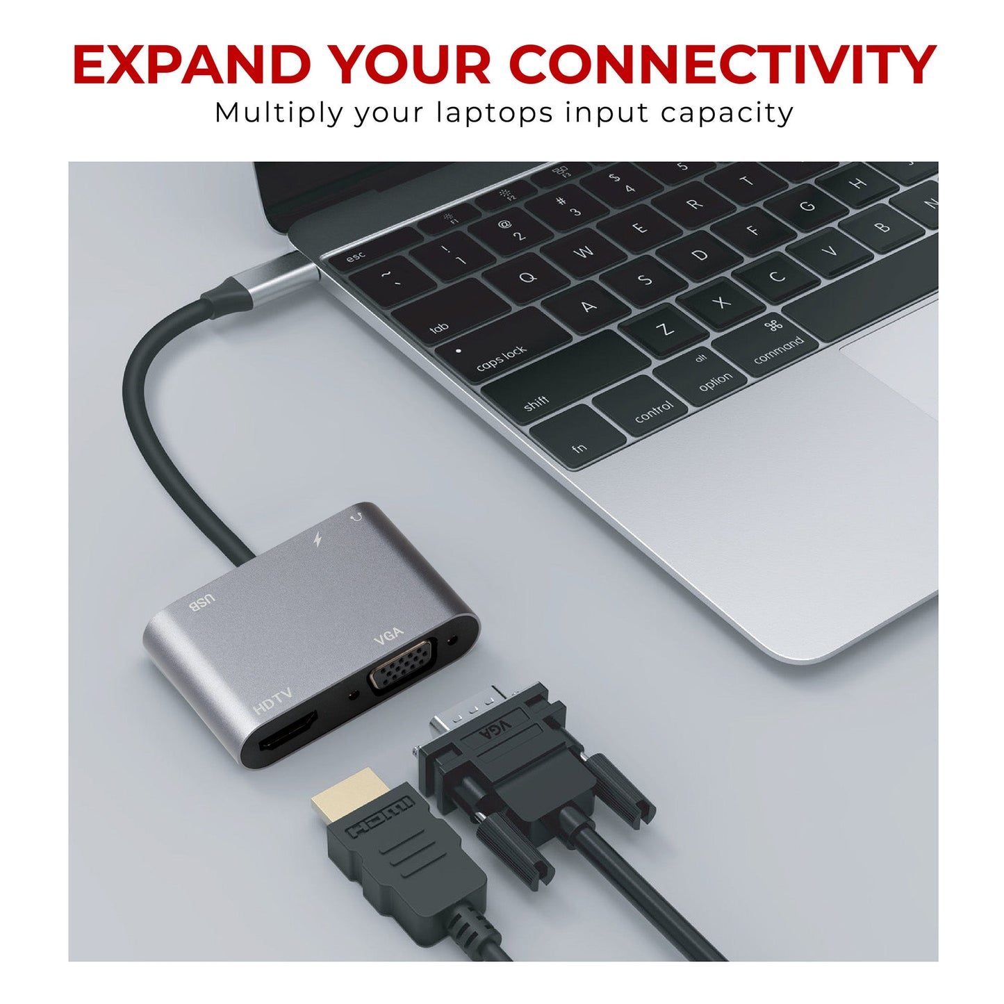 Nikkai USB-C Hub - HDMI 4K, VGA & Audio Multiport