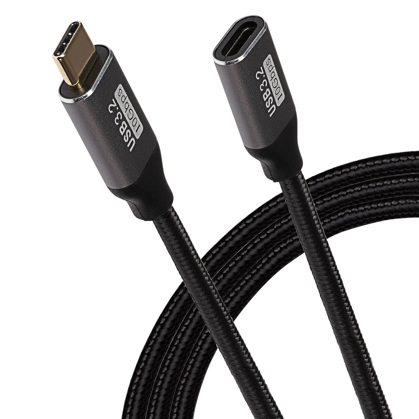 Câble d'extension tressé Maplin USB-C mâle vers USB-C femelle 100W - Noir