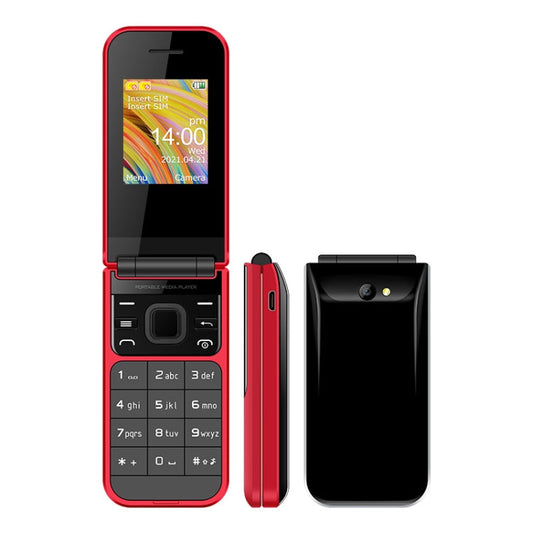 Téléphone à clapet UNIWA F2720, 1,77 pouce, SC6531E, prise en charge Bluetooth, FM, GSM, double SIM (rouge)
