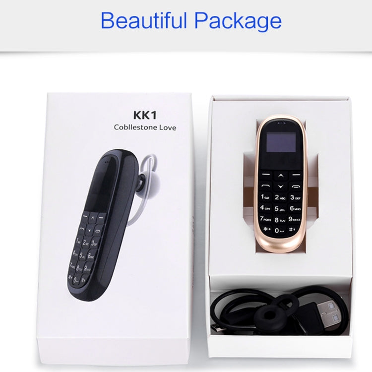 Téléphone portable AIEK KK1 Mini, clavier anglais, casque Bluetooth mains libres, MTK6261DA, anti-perte, carte SIM unique, réseau : 2G (noir)