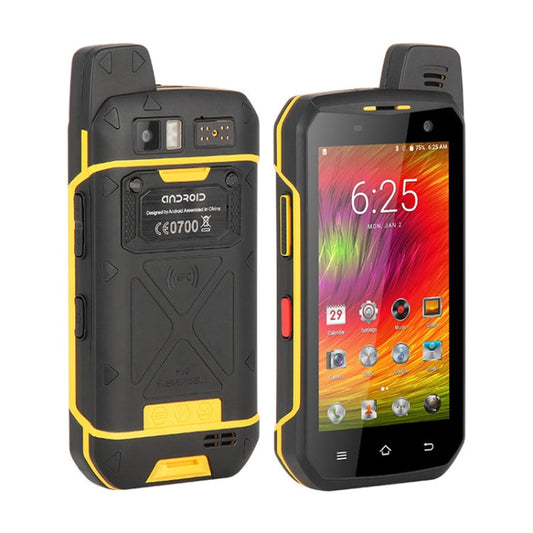 Téléphone portable durci UNIWA B6000 PTT Talkie Walkie, 4 Go+64 Go, étanche IP68, résistant à la poussière et aux chocs, batterie 5000 mAh, Android 9.0 MTK6762 Octa Core jusqu'à 2,0 GHz, réseau 4G, NFC, OTG (jaune)
