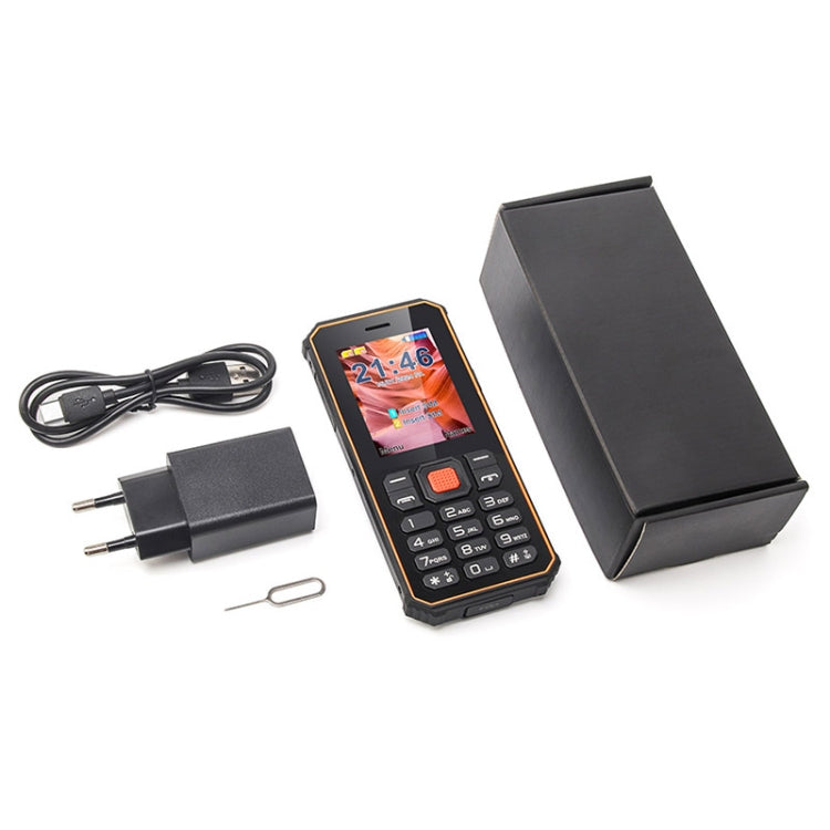 Téléphone robuste à clavier UNIWA S2 IP68, 2,4 pouces Mediatek MT6261, batterie 2500mAh, 21 touches, réseau : 2G (Noir+Orange)