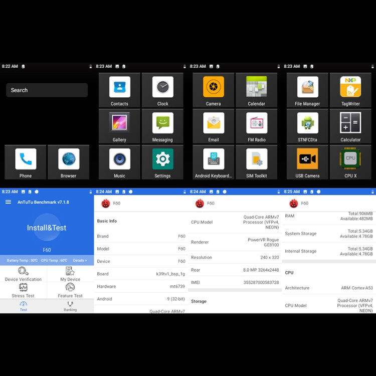 UNIWA F60 Walkie Talkie Rugged Phone, 1GB+8GB, IP68 Waterproof Dustproof Shockproof, 5300mAh Battery, 2.8 inch Android 9.0 MTK6739 Quad Core up to 1.3GHz, Network: 4G, SOS, OTG, NFC(Black)