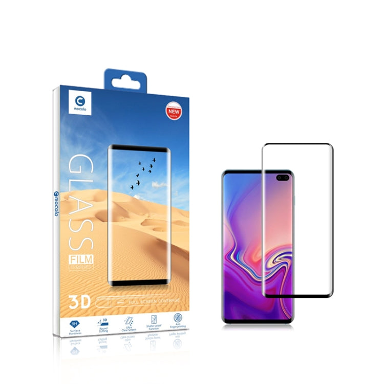 mocolo 0.33mm 9H 3D Round Edge Tempered Glass Film for Galaxy S10, Fingerprint Unlock Is Not Supported (Black)