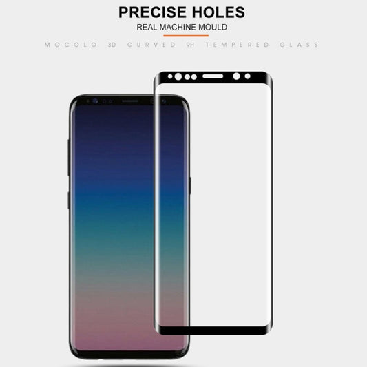 mocolo Film de Protection en Verre Trempé, Bords Arrondis 3D, Adhésion Complète, 0.33mm, Dureté 9H pour Galaxy S9+ (Noir)