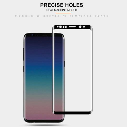Film en Verre Trempé mocolo 0.33mm 9H 3D Bords Arrondis, Adhésion Complète, pour Galaxy S9 (Noir)