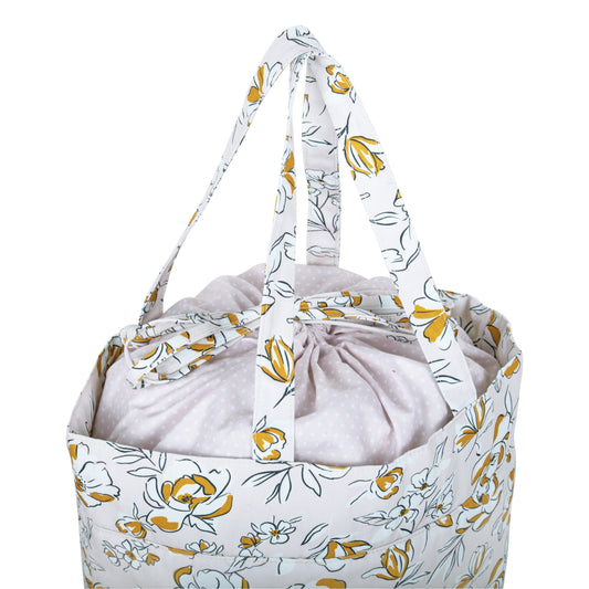 Hobby Gift: Craft Bag (M): Drawstring: Spring Floral: Item size: (d/w/h) 17 x 30 x 28cm.