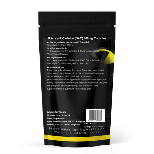 NAC (N-Acetyl Cysteine) 600mg Capsules Max Strength Amino Acid with High Bioavailability