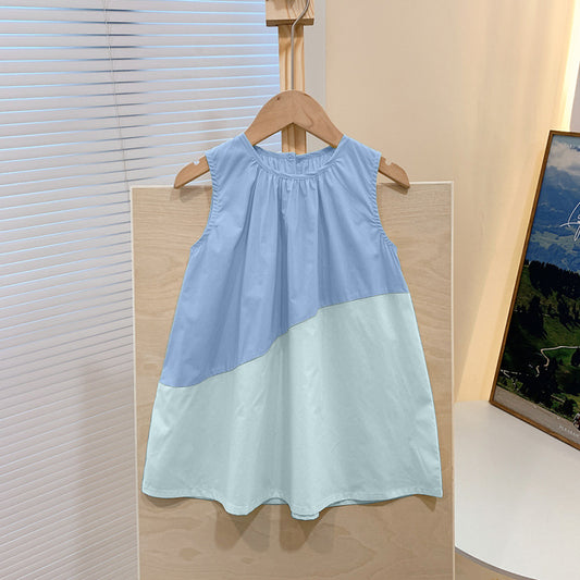 Kids' Skirt Color Matching Sleeveless Loose Dress