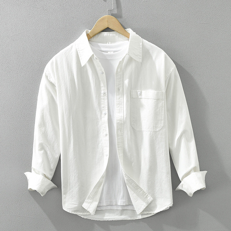 Chemise simple à manches longues en coton