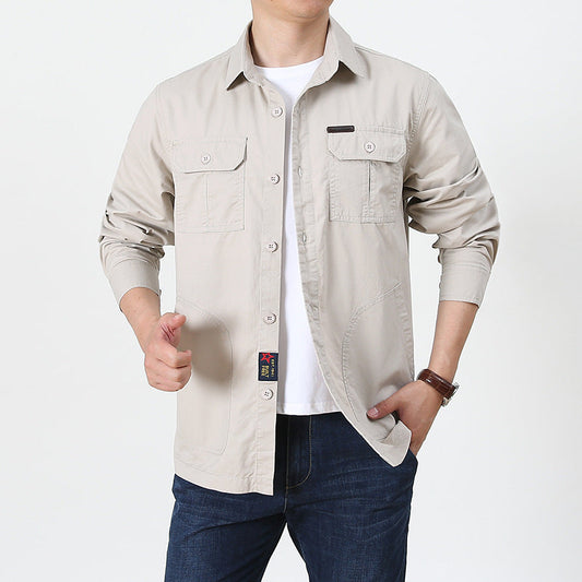 Chemise légère à manches longues pour homme – Décontractée, respirante, grande taille (toutes saisons)