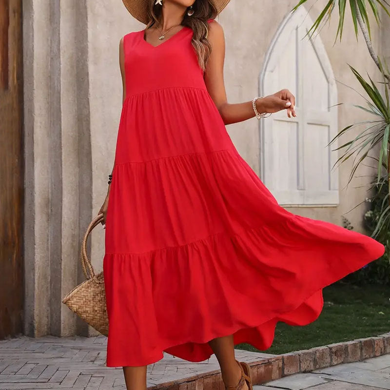 Women's V-Neck Layered Dress