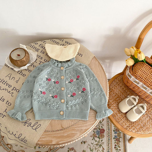 Embroidered Knitted Coat Cardigan