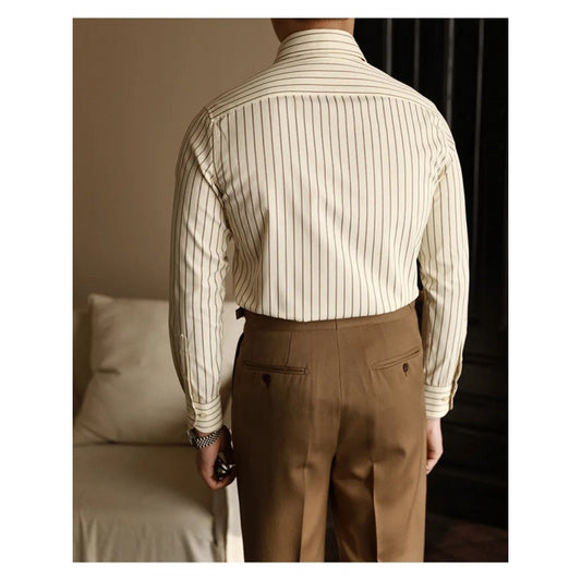 Men's Business Non-ironing Slim-fit Gentleman Versatile Fashion Pointed Buckle Collar Shirt