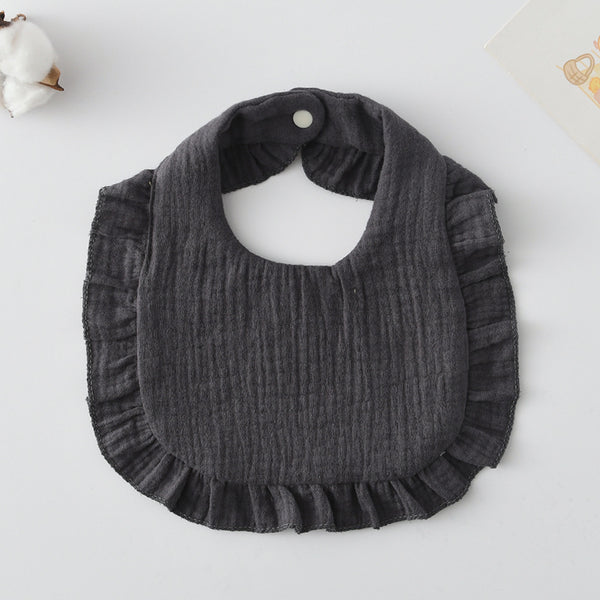 Ruffled Cotton Baby Bib - Printed Gauze Lace