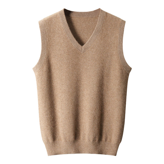 Middle-aged V-neck Vest Sleeveless Sweater