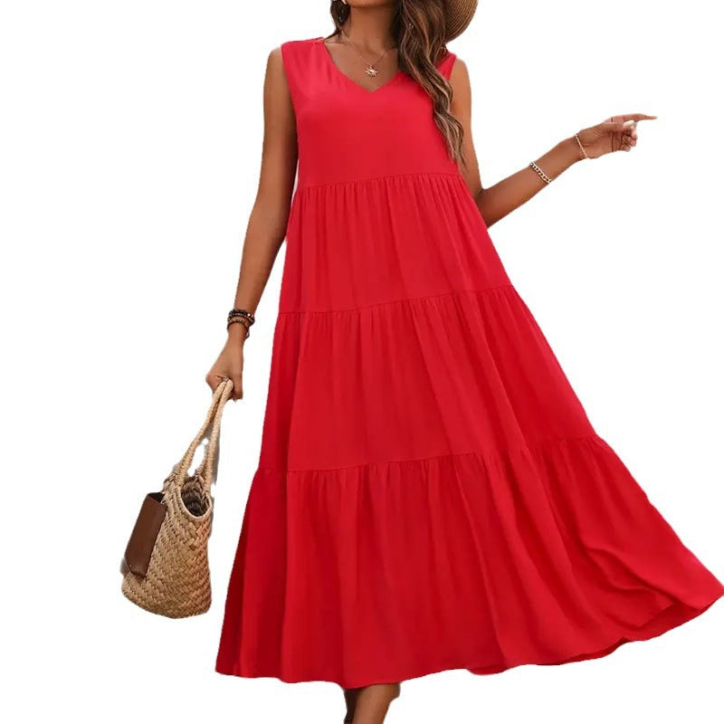 Women's V-Neck Layered Dress