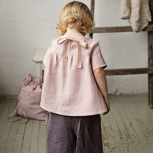 Cotton And Linen Short-sleeved T-shirt