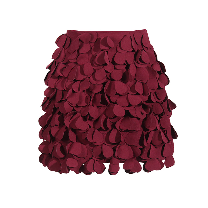 Jupe courte trapèze avec décoration gaufrette et coutures design – Style chic et tendance