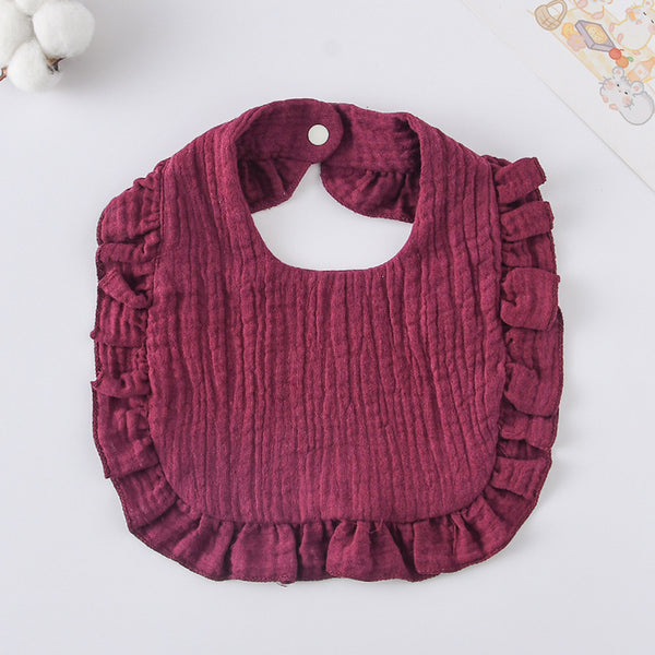 Ruffled Cotton Baby Bib - Printed Gauze Lace