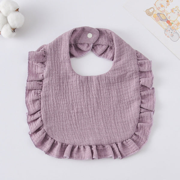 Ruffled Cotton Baby Bib - Printed Gauze Lace