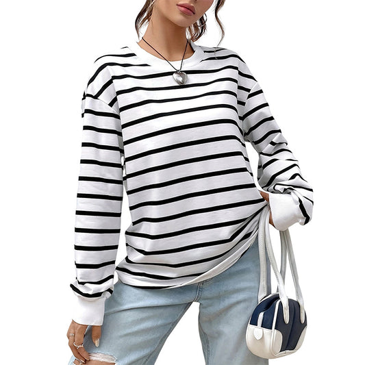 Women's Stripe Long-sleeved T-shirt