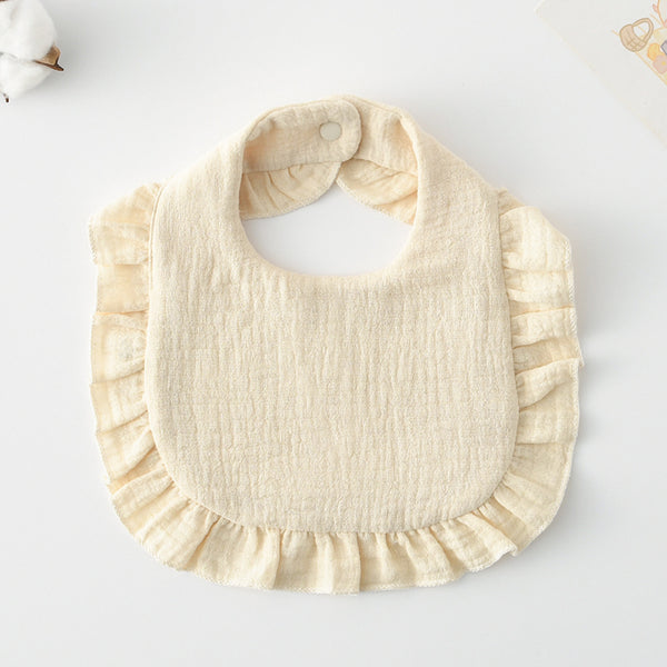 Ruffled Cotton Baby Bib - Printed Gauze Lace