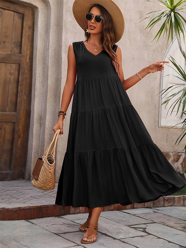 Women's V-Neck Layered Dress