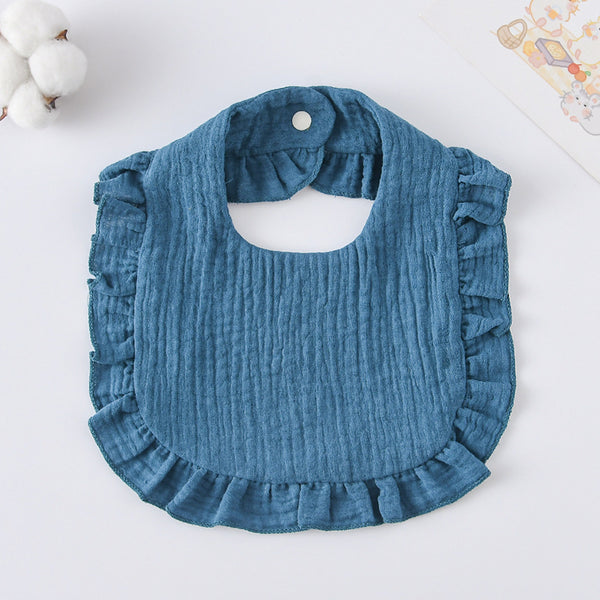 Ruffled Cotton Baby Bib - Printed Gauze Lace