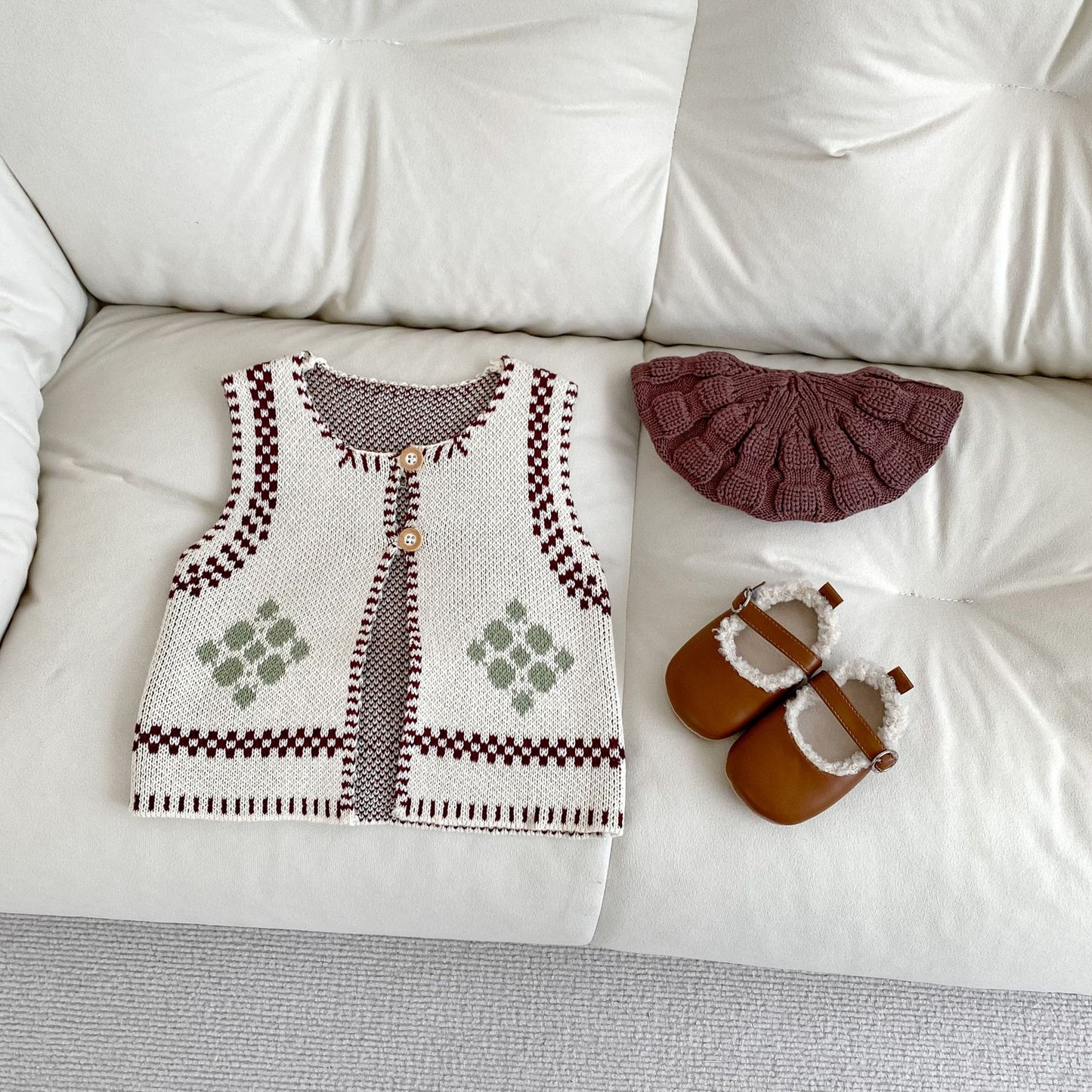 Gilet en maille jacquard de coton