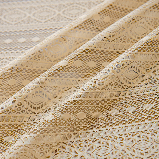 Wood Color Lace Mesh Curtains Living Room Bedroom