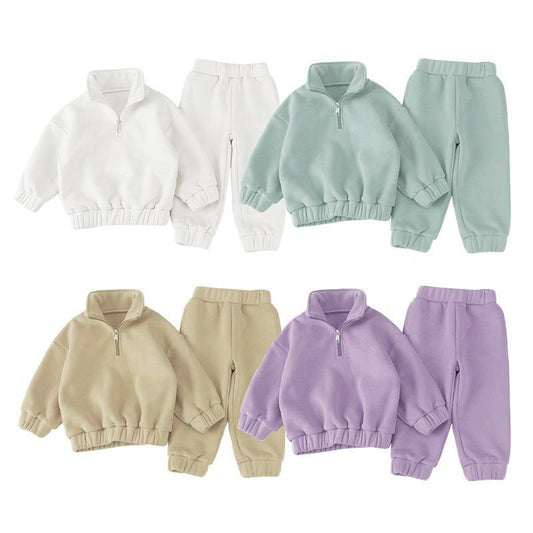 Girls' Half Zipped Stand Collar Sweater