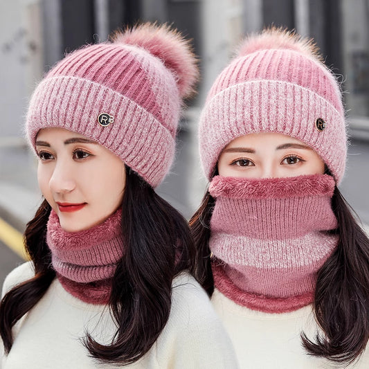 Cotton-padded Cap Scarf Set