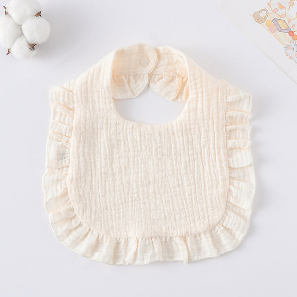 Ruffled Cotton Baby Bib - Printed Gauze Lace